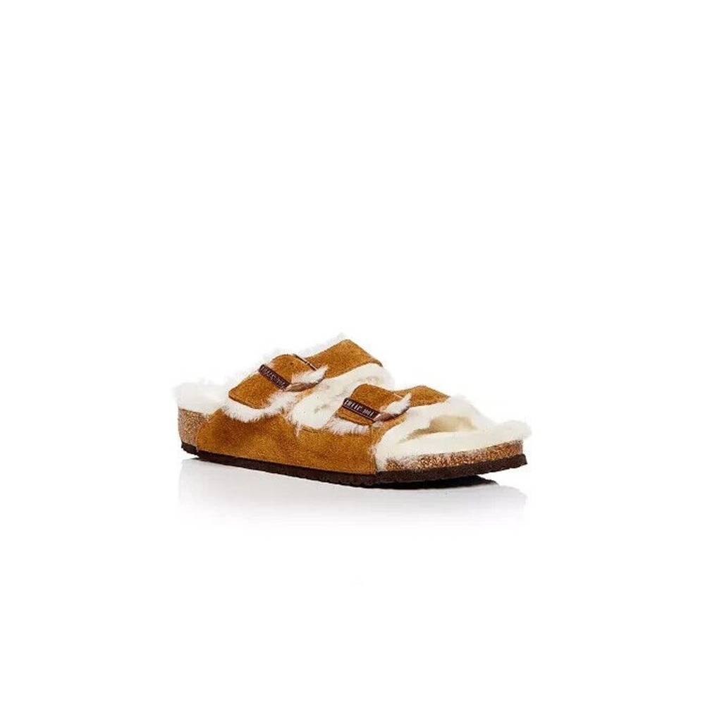 Birkenstock Unisex Arizona Shearling Slide Sandals Leather‎ Mink 30 EU 12 US